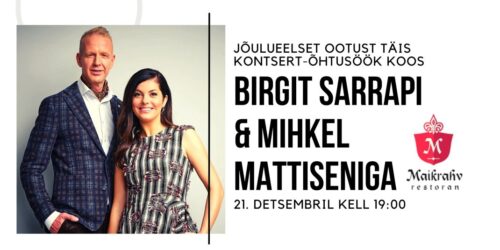 21.12 Jõulueelset ootust täis kontsert-õhtusöök koos Birgit Sarrapi ja Mihkel Mattiseniga